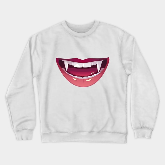 Vampire Smile With Fangs Crewneck Sweatshirt by Katheryn's Studio